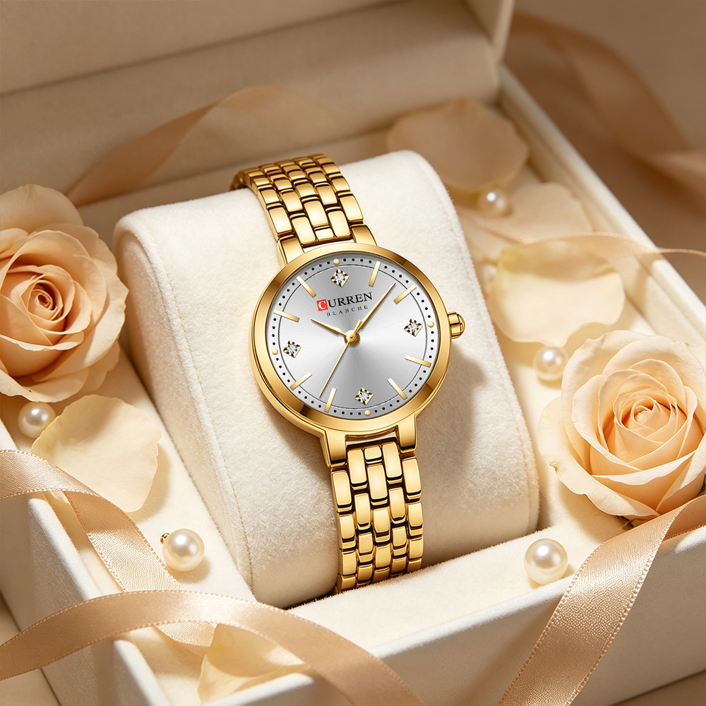 Luxury Watch Gift For Her - CURREN 여성용 미니멀리스트 얇은 손목시계, 반짝이는