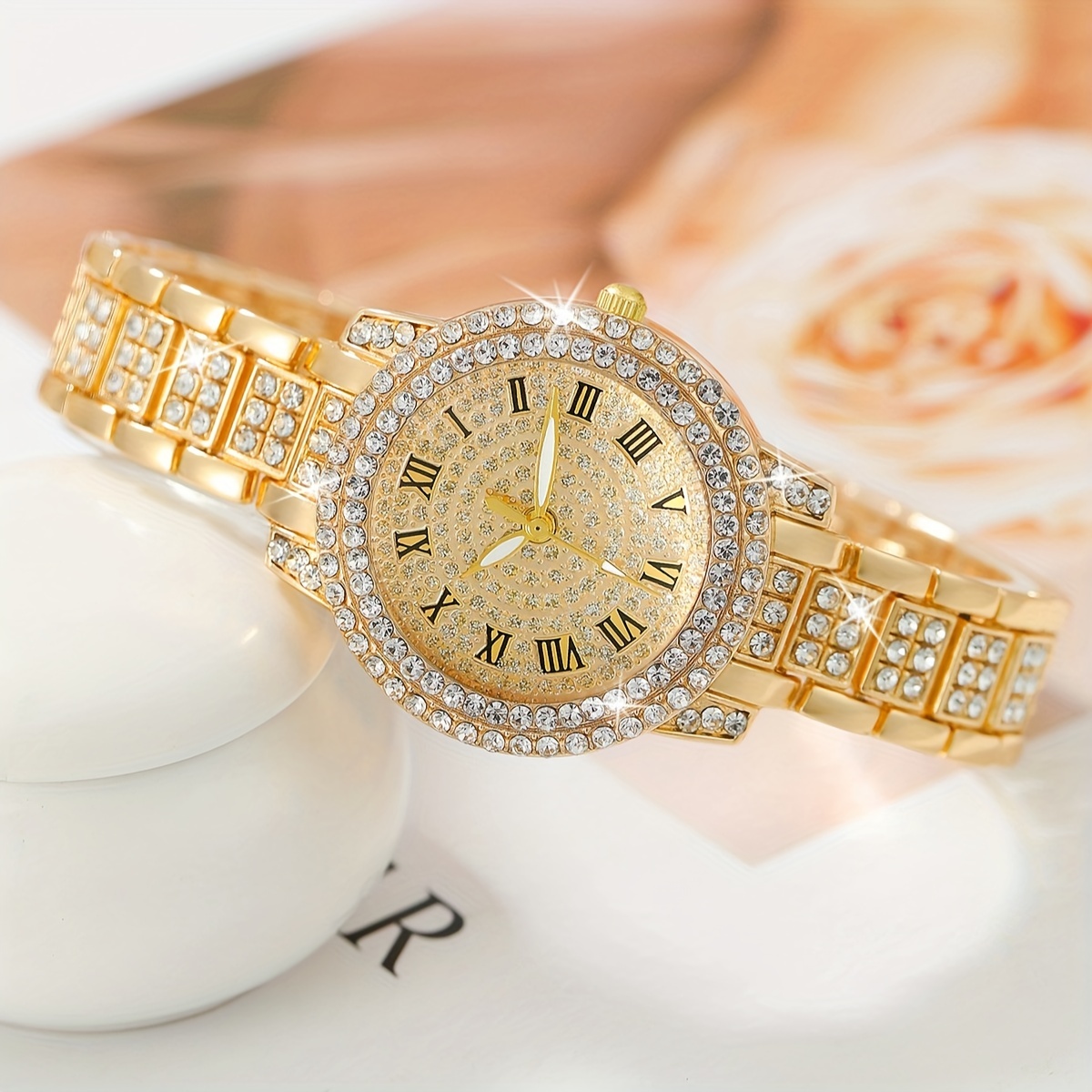 6개/세트 여성용 시계 럭셔리 라인스톤 쿼츠 시계 로마 - Luxury Watch Gift For Her 리뷰 및 가격