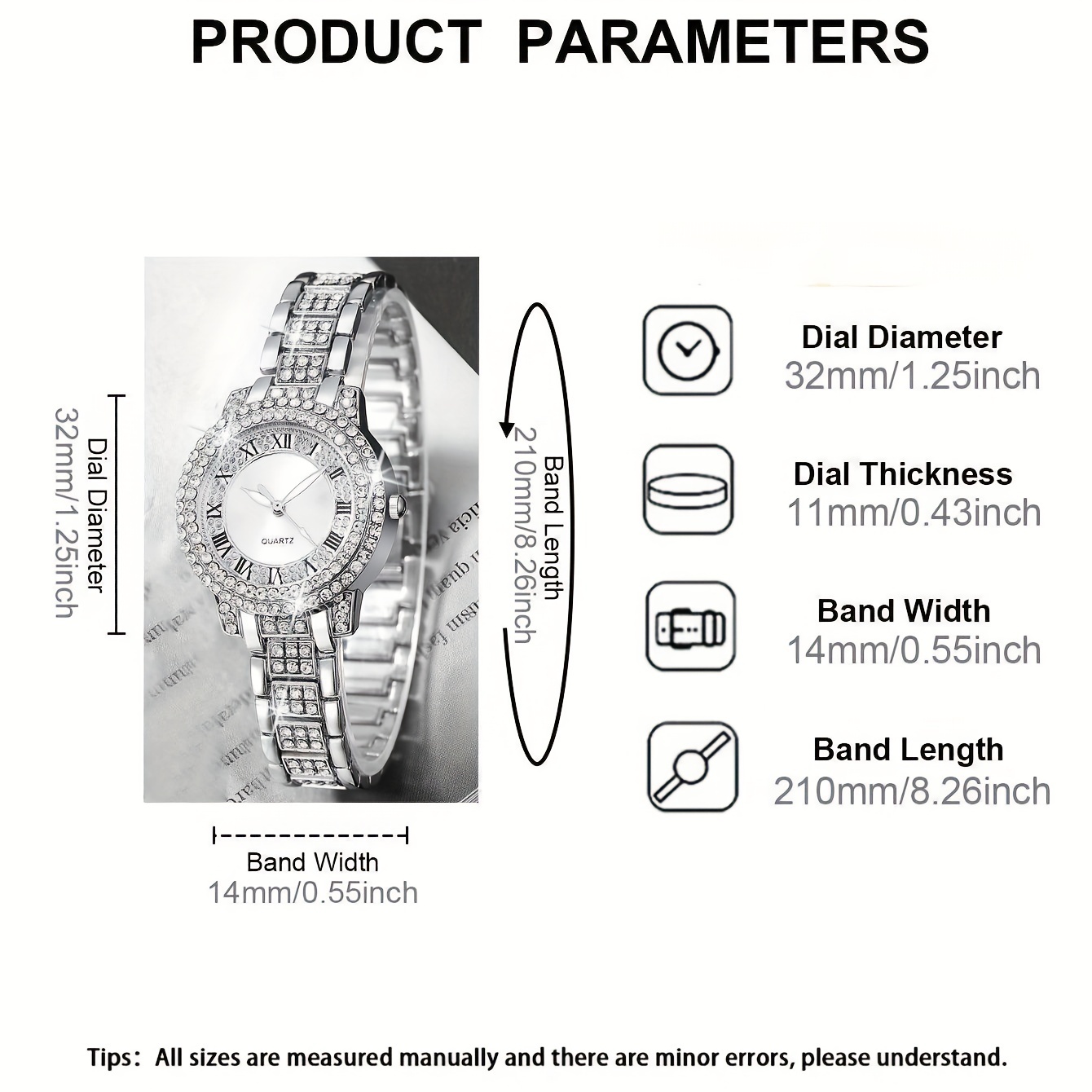 6개/세트 여성용 시계 럭셔리 라인스톤 쿼츠 시계 로마 - Luxury Watch Gift For Her 리뷰 및 가격