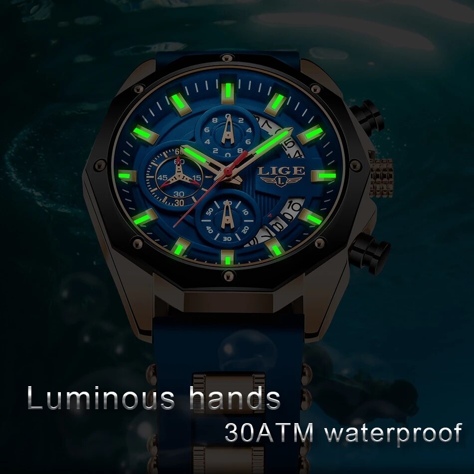 LIGE 패션 남성 시계, 탑 브랜드 럭셔리 실리콘 스 - Luxury Watch Magazine 리뷰 및 가격