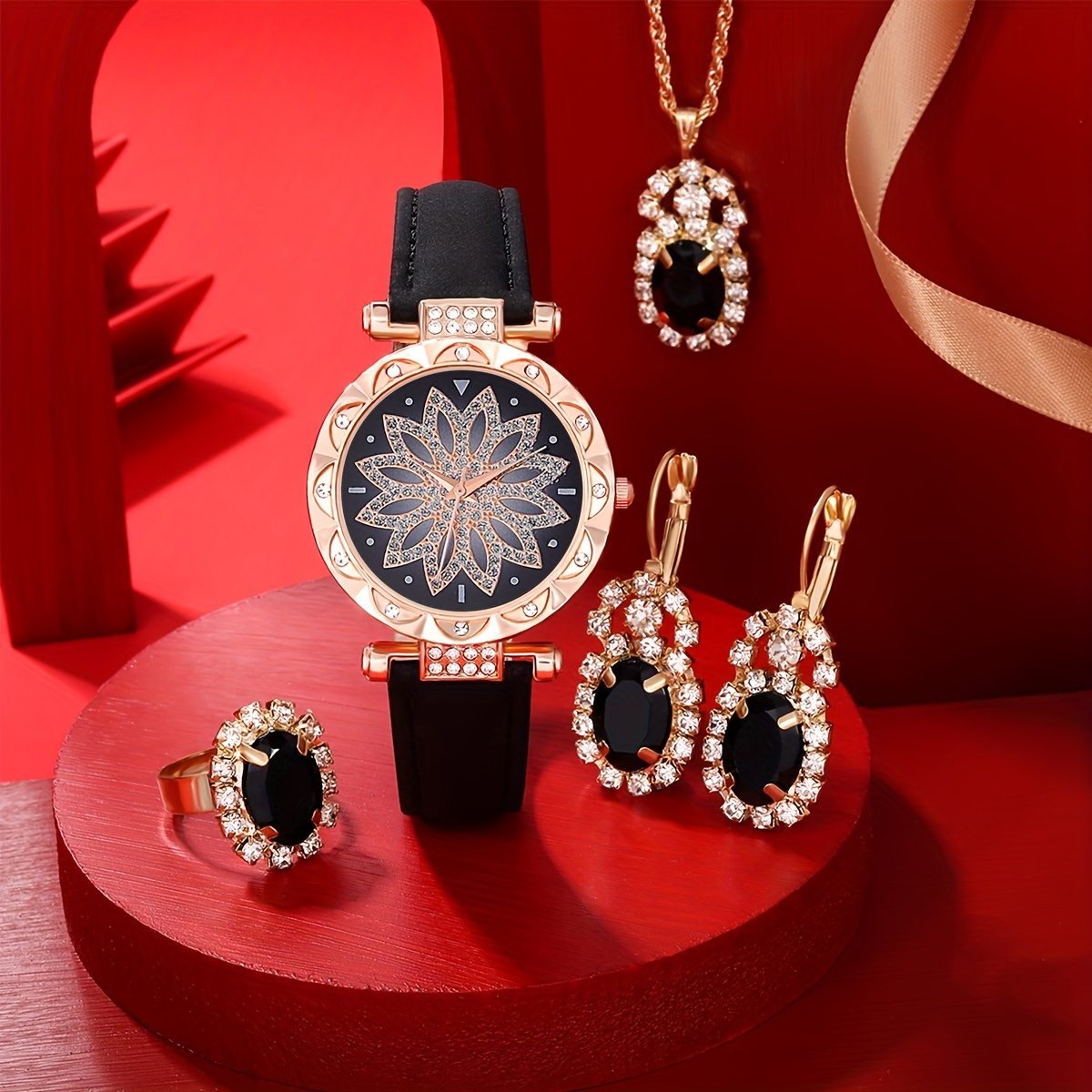 럭셔리 라인스톤 쿼츠 시계, 반짝이는 꽃무늬 아날로그  - Luxury Watch Gift For Her 리뷰 및 가격