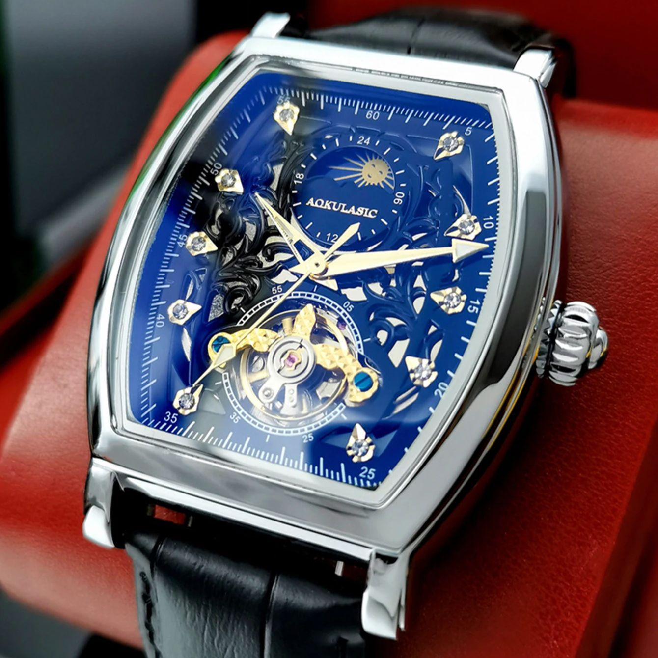 AOKULASIC 투르비옹 아이스드 아웃 스켈레톤 자동 - Luxury Watch Iceberg 리뷰 및 가격