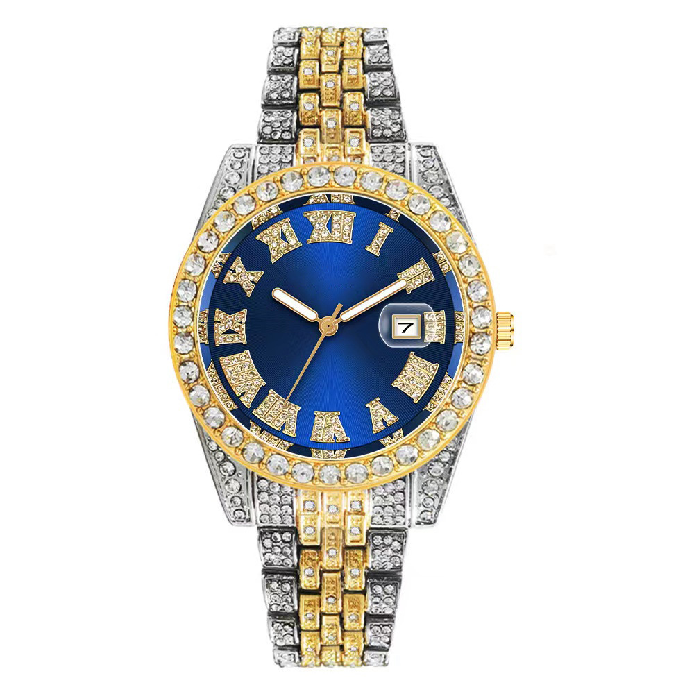 럭셔리 힙합 스테인리스 스틸 골드 컬러 캘린더 시계 남 - Luxury Watch Iceberg 리뷰 및 가격