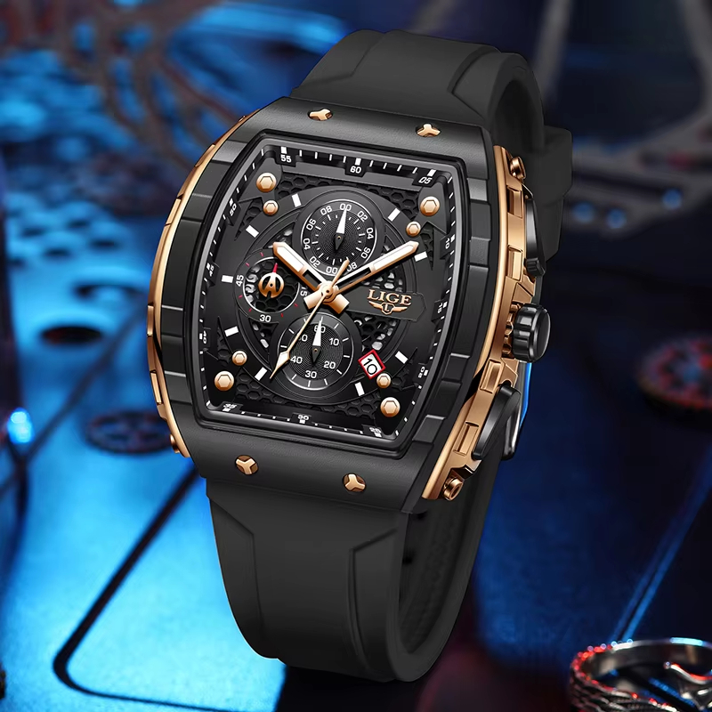 LIGE 최고급 브랜드 남성용 시계 사각 쿼츠 손목시계 - Luxury Watch Magazine 리뷰 및 가격