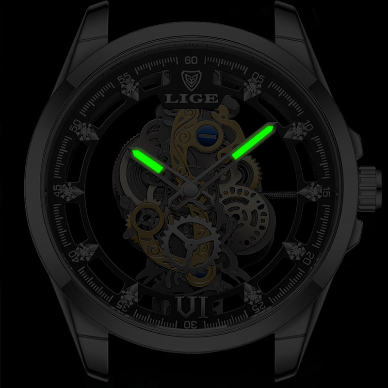 LIGE 패션 최고급 남성용 시계 스켈레톤 오토매틱 쿼 - Luxury Watch Magazine 리뷰 및 가격