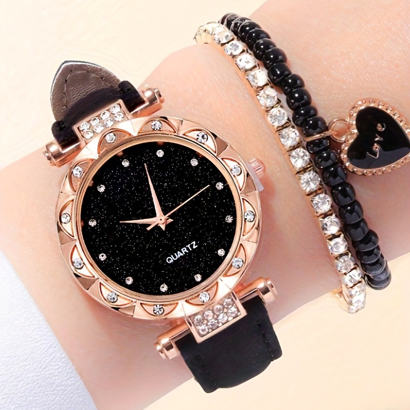 스타리 패션 쿼츠 시계 럭셔리 라인스톤 아날로그 PU  - Luxury Watch Gift For Her 리뷰 및 가격