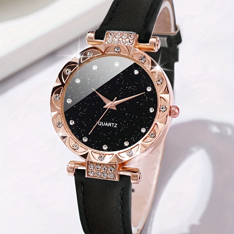 스타리 패션 쿼츠 시계 럭셔리 라인스톤 아날로그 PU  - Luxury Watch Gift For Her 리뷰 및 가격
