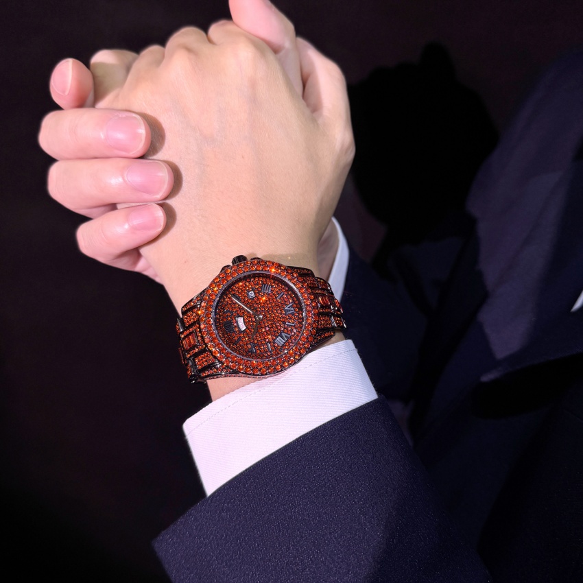 럭셔리 힙합 스테인리스 스틸 레드 컬러 캘린더 시계 남 - Luxury Watch Iceberg 리뷰 및 가격