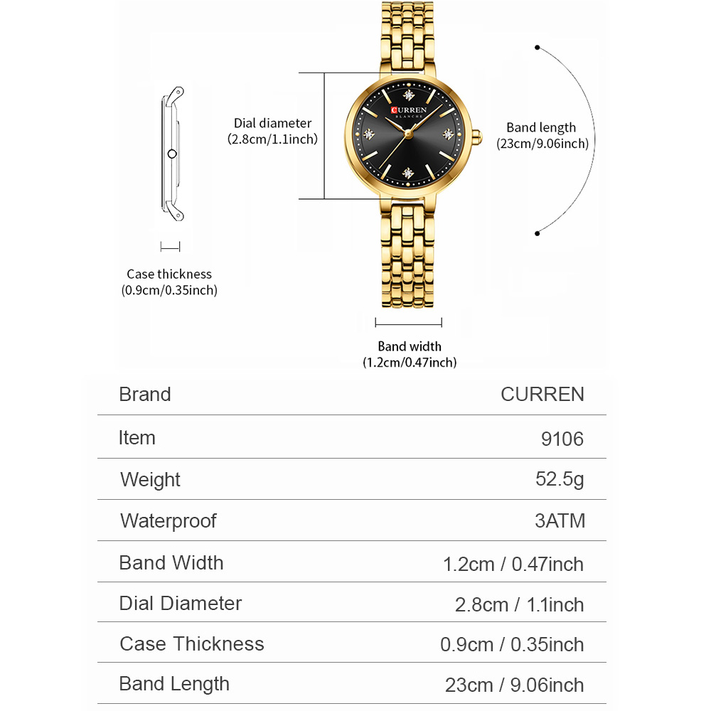 CURREN 여성용 미니멀리스트 얇은 손목시계, 반짝이 - Luxury Watch Gift For Her 리뷰 및 가격